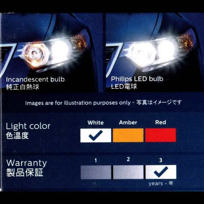 Philips Ultinon Pro6000 T10 W5W LED High Lumens 80LM 130LM 270LM 6000K Fashion White Signal Interior Light Door Readling Lamps - 6