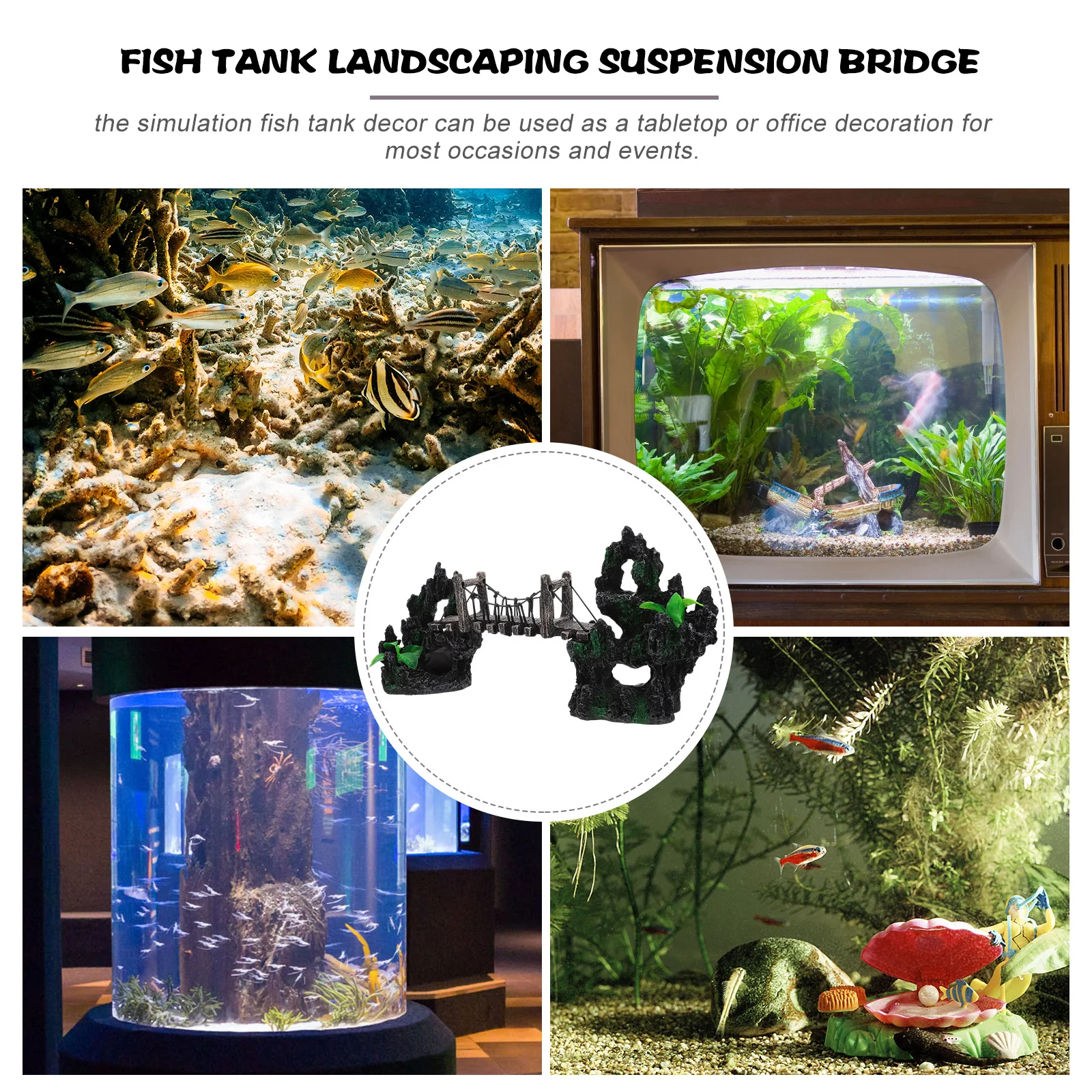

Fish Tank Suspension Bridge Resin Ornament Aquarium Decoration Creative Safe Resin Craft Underwater Bridge