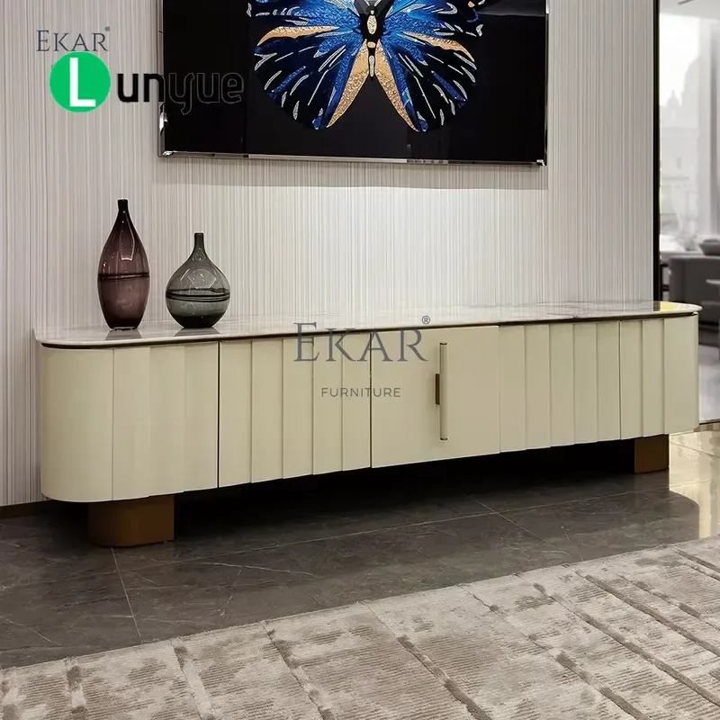 Modern Marble Panel TV Cabinet for Living Room New Design Furniture Storage Console Table Home Decor