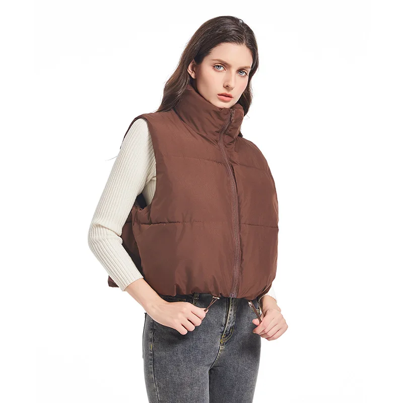 

Новинка 2025 года, зимняя женская куртка-пуховик, жилет, утепленное стеганое пальто с воротником-стойкой, без рукавов, ветрозащитный теплоудерживающий жилет, верхняя одежда