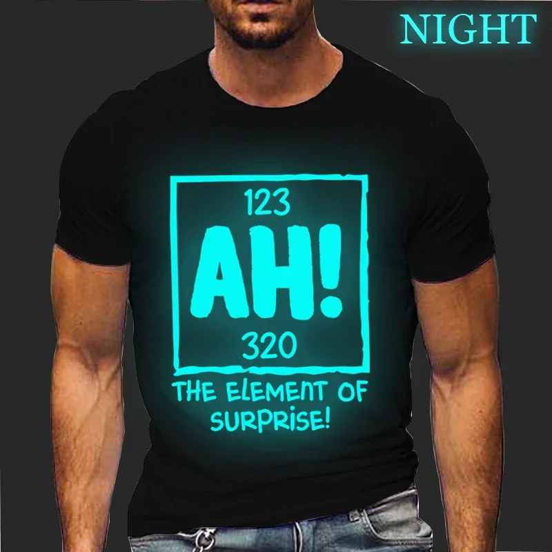 Men Clothing Ah! The Element of Surprise Chemistry Science Humor Graphic T Shirts Luminous Men Street Clothing T Shirt for Men