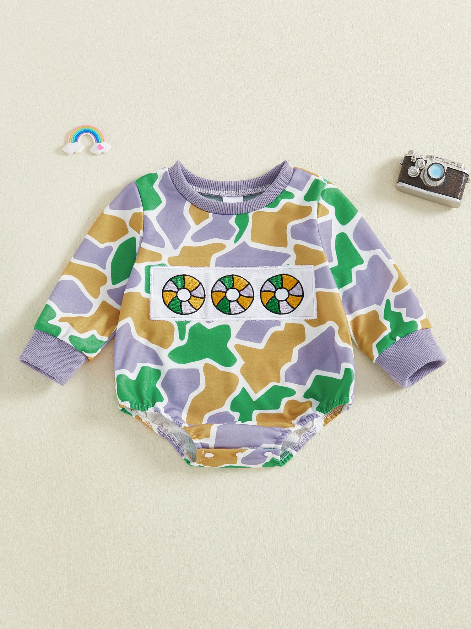 

Детский комбинезон с камуфляжным принтом, длинными рукавами и круглым вырезом, геометрическим узором, детский комбинезон для карнавальных развлечений