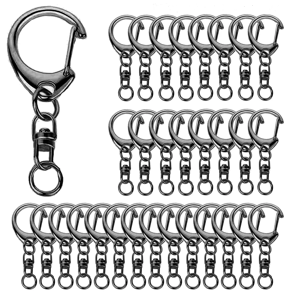 20/40/60 Sets Karabinerhaken für Schlüsselanhänger C-förmige Drehverschlüsse Schlüsselringe DIY-Bastelset für Handwerk und Geschenke