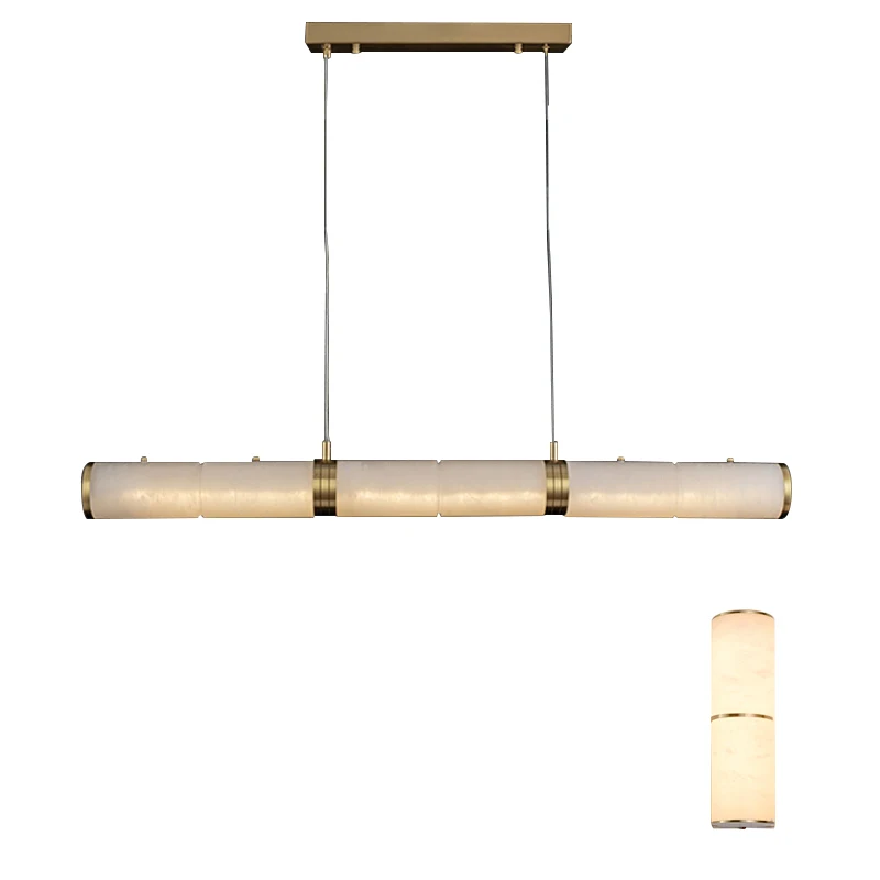 

Современные минималистичные мраморные длинные люстры, светодиодные роскошные украшения для столовой, каменные подвесные светильники, люстры для бара, кухни, острова