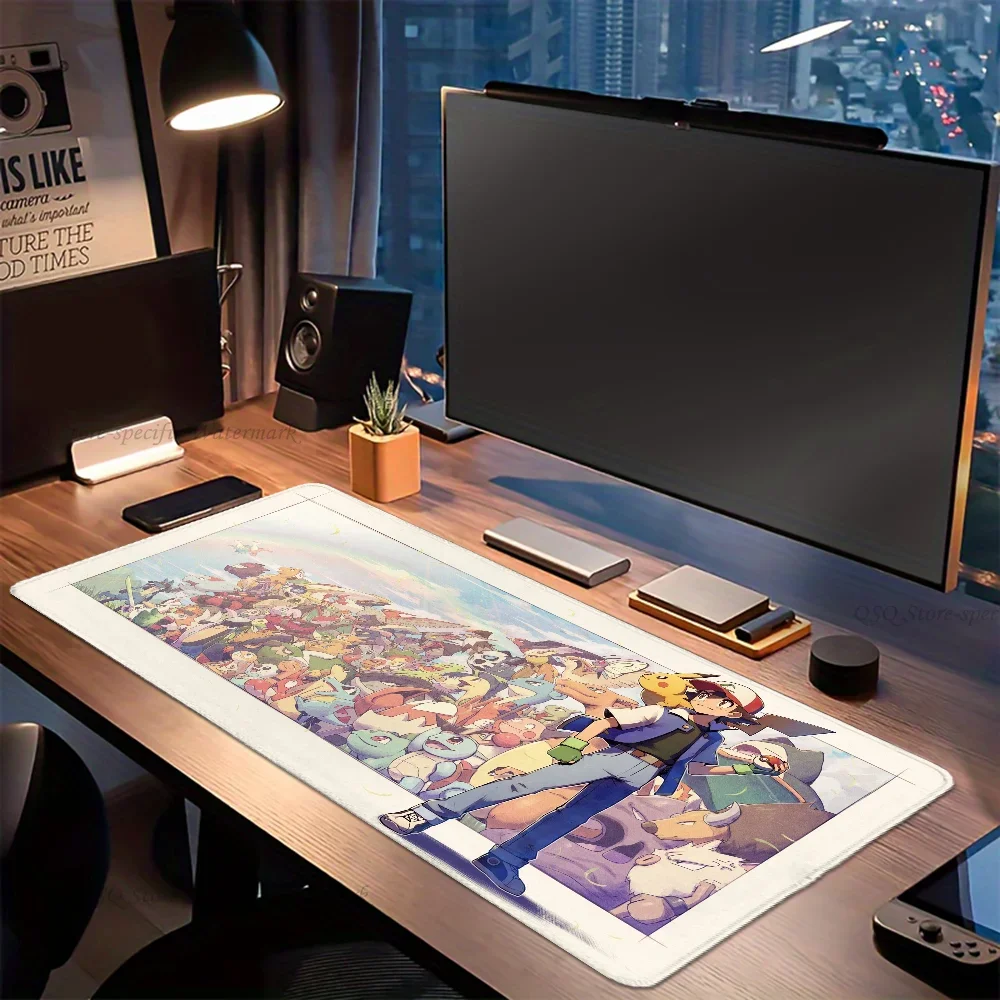 P-Pokemon Game Anime Battle Mousepad Mouse Mat حصيرة مكتبية مع وسادة ملحقات الألعاب Prime Gaming XXL لوحة المفاتيح حصيرة الحشو