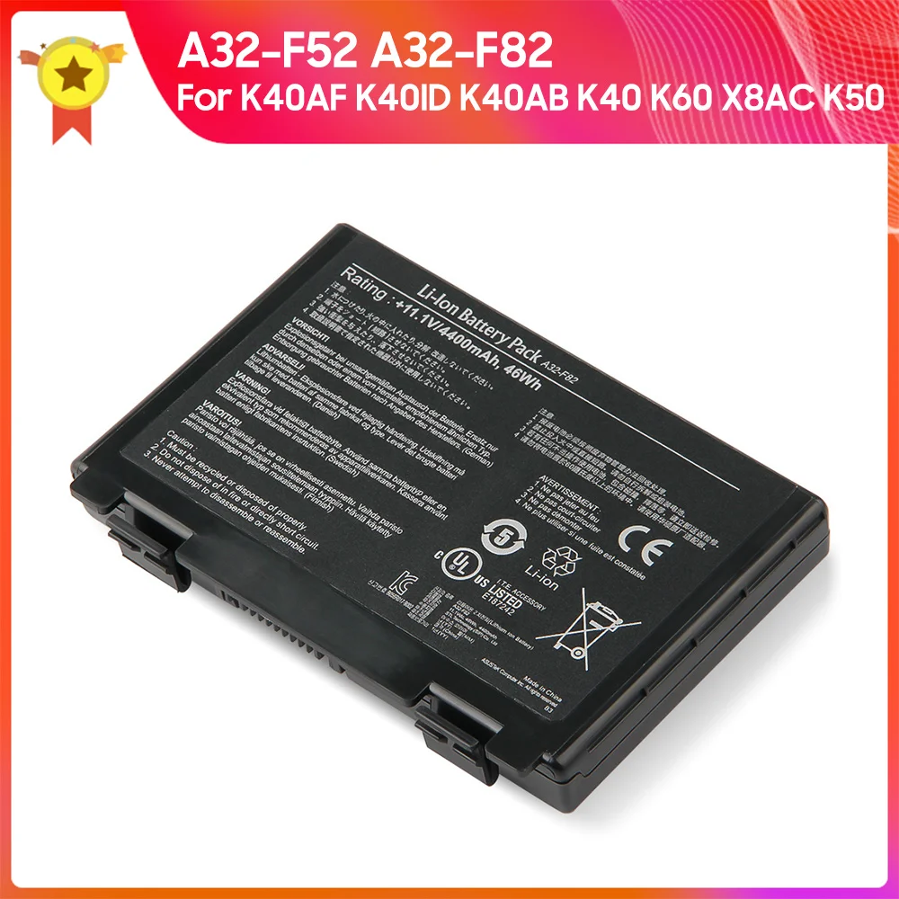 

Replacement Battery A32-F82 A32-F52 for Asus K40ID K40AF K40AB K60 K40 K50 X8AC Replacement Battery