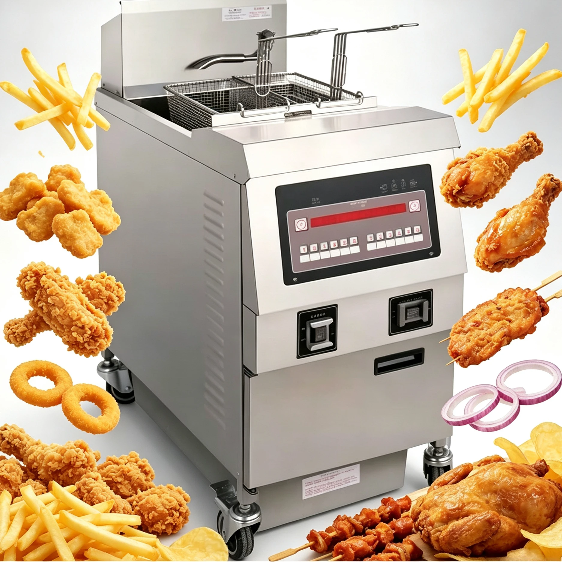 Commercial Large‑Capacity Electric Deep Fryer, Single Tank with Two Baskets, Frying Machine for French Fries, Chicken Steak