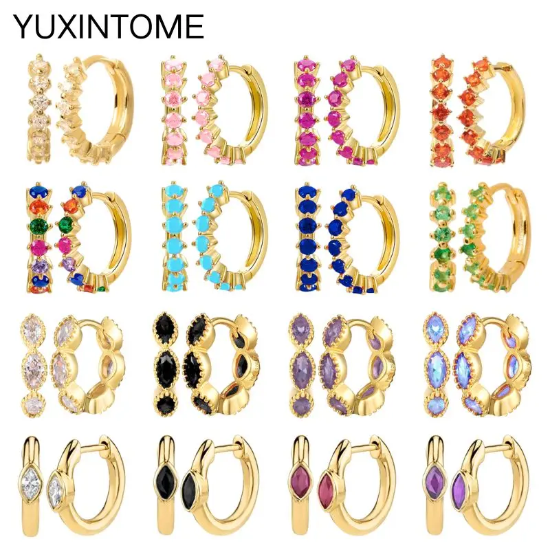 

925 Silver Needle Crystal Circle Hoop Earrings Oval Round Zircon Flower Huggies Earrings for Women Fashion Jewelry Gift