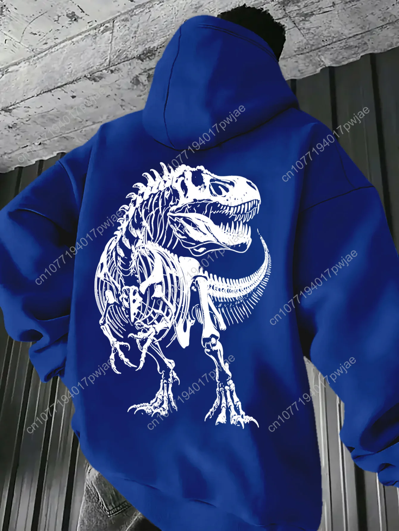 Felpa con cappuccio da uomo con stampa sul retro di dinosauro rosa - Pullover grafico Neon T-Rex, Comfort casual per tutte le stagioni, Lavabile in lavatrice, Dra