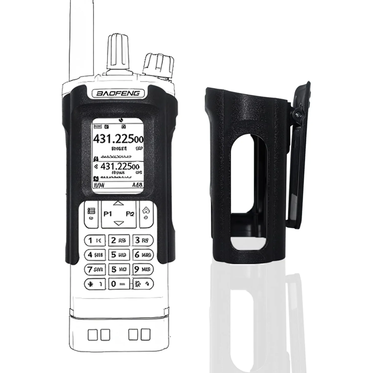 BAOFENG UV-32/DM-32 Walkie Talkie Belt Clip Holster | Durable Plastic Radio Holder Replacement Accessory |1pack
