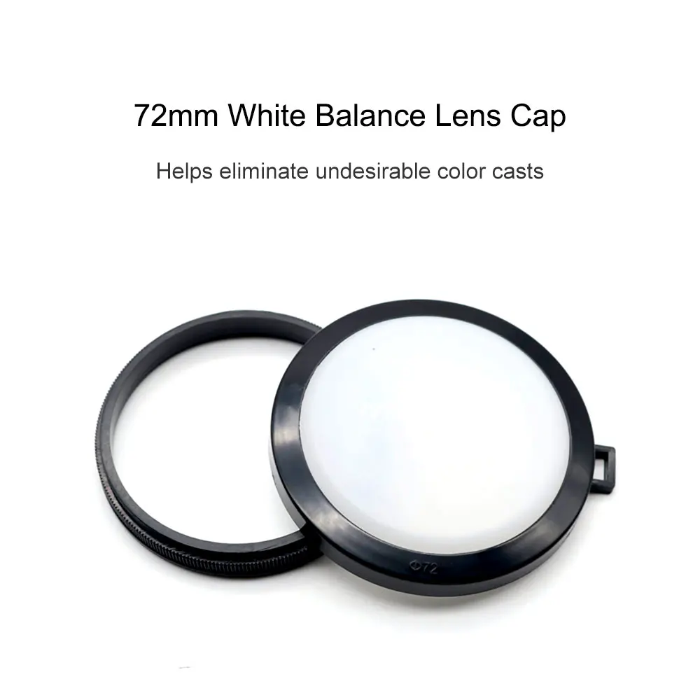 72mm 2-in-1 Lens Cap White Balance Filter Universal DSLR Mirrorless Camera Accessory for Accurate Color Calibration Photo Tool