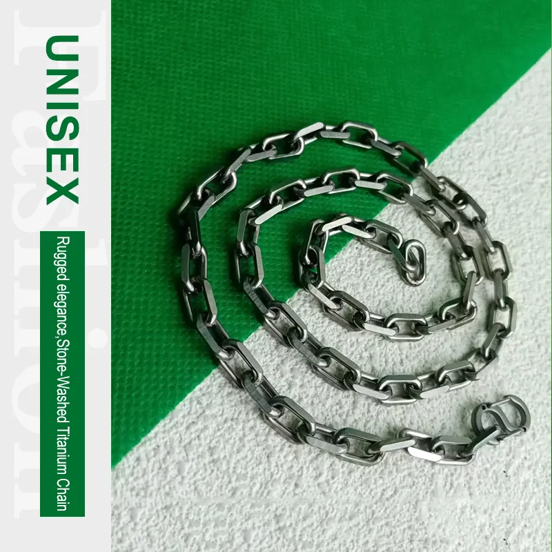 

6.6mm Pure Titanium Four-Sided Stone Washing Batch Corner Chain Lightweight Waterproof Anti-Aergic Jewelry Accessory