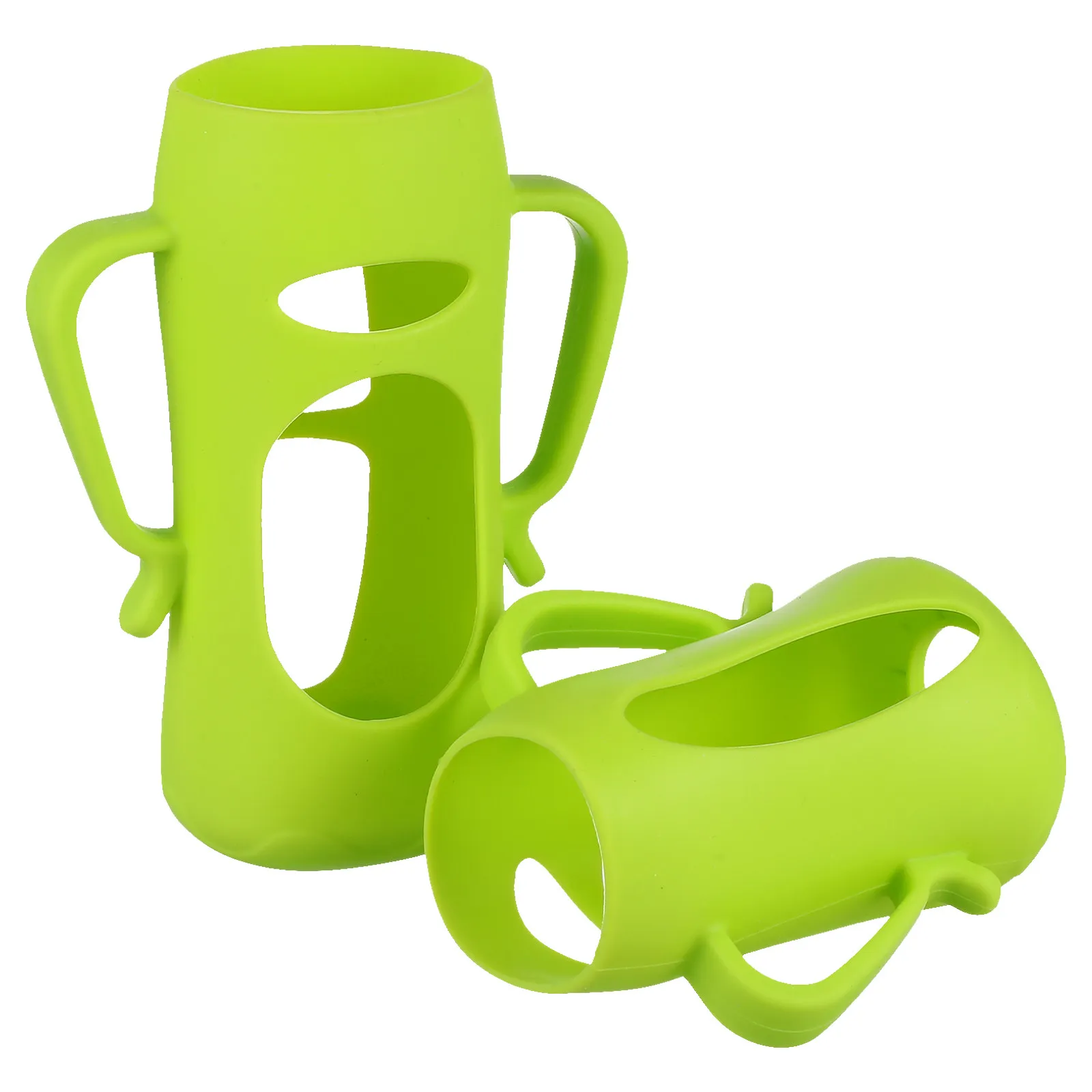 

2Pcs Silicone Baby Bottle Protector Sleeve with Dual Handles Lightweight Flexible Anti-Fall Feeding Bottle Cover