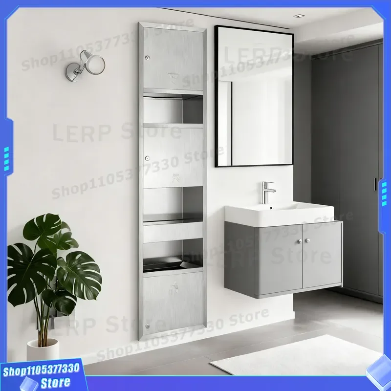 Stainless Steel 3 in 1 Hand Dryer Paper Towel Dispenser Waste Bin Wall Mounted Bathroom Hotel Public Restroom Hygiene