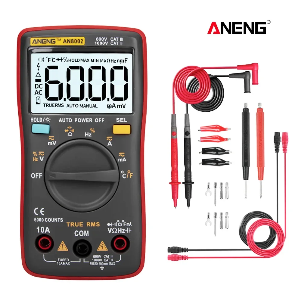 

ANENG AN8002 Digital Multimeter 6000 Counts Multimetro Multitester Digitals Profesional Transistor Capacitor Tester lcr esrmeter