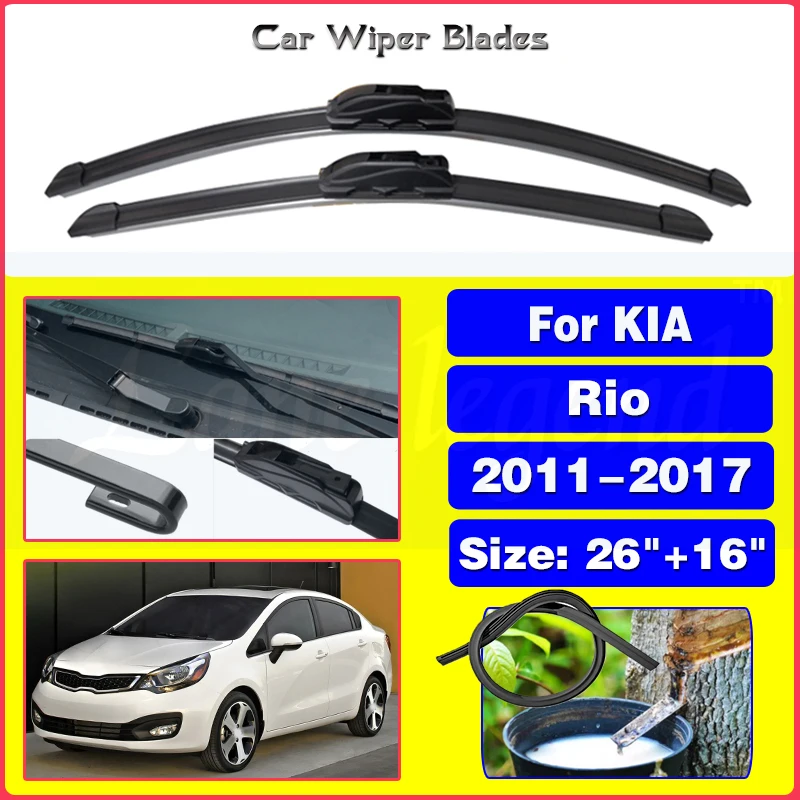 

Car Wiper Blades For KIA Rio 2011 2012 2013 2014 2015 2016 2017 Windshield Windscreen Front Window Blades 26"16" Car Accessories