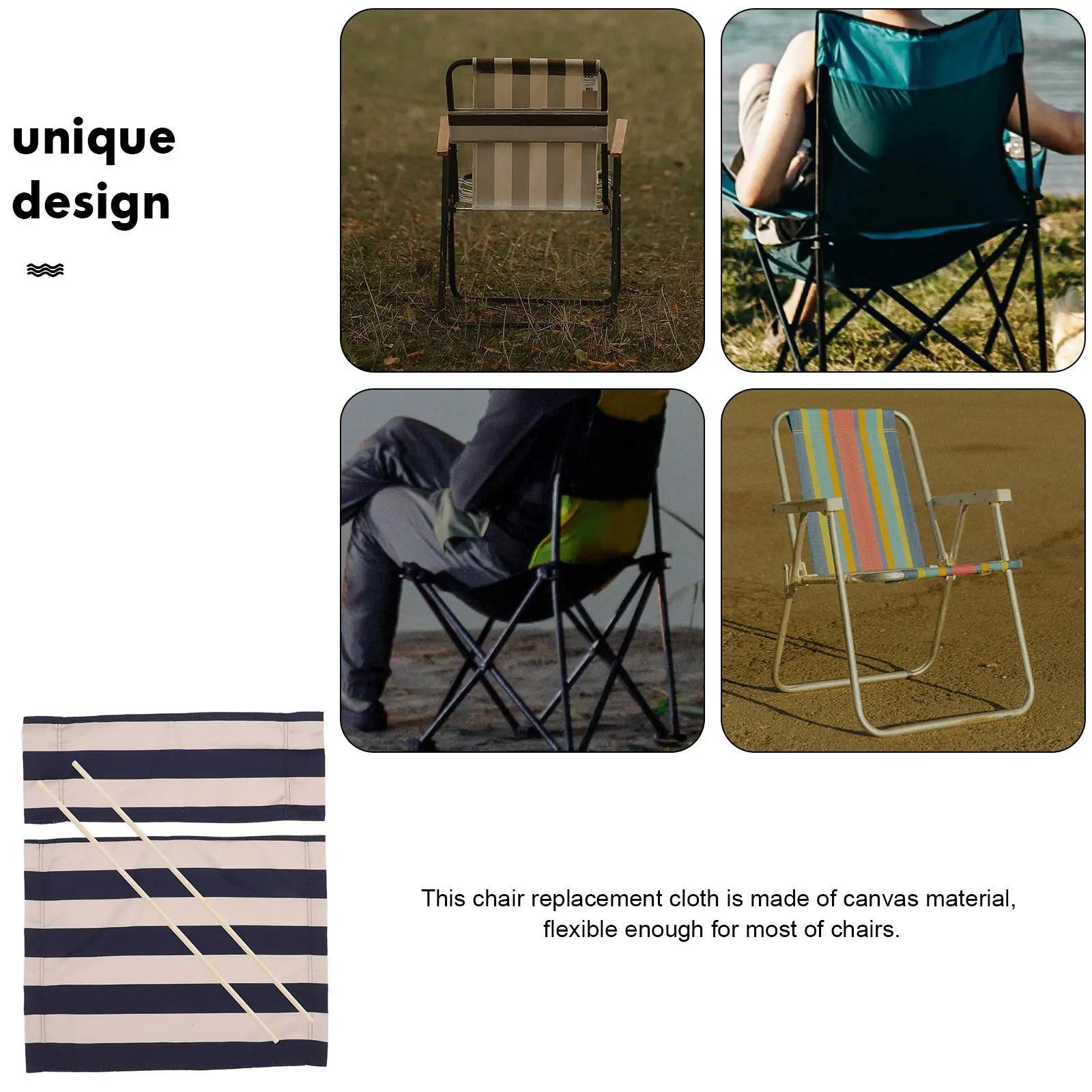 1Set Folding Chair Replacement Canvas Breathable Comfortable Outdoor Seat Cover Camping Chair Accessory Folding Chairs Gadget