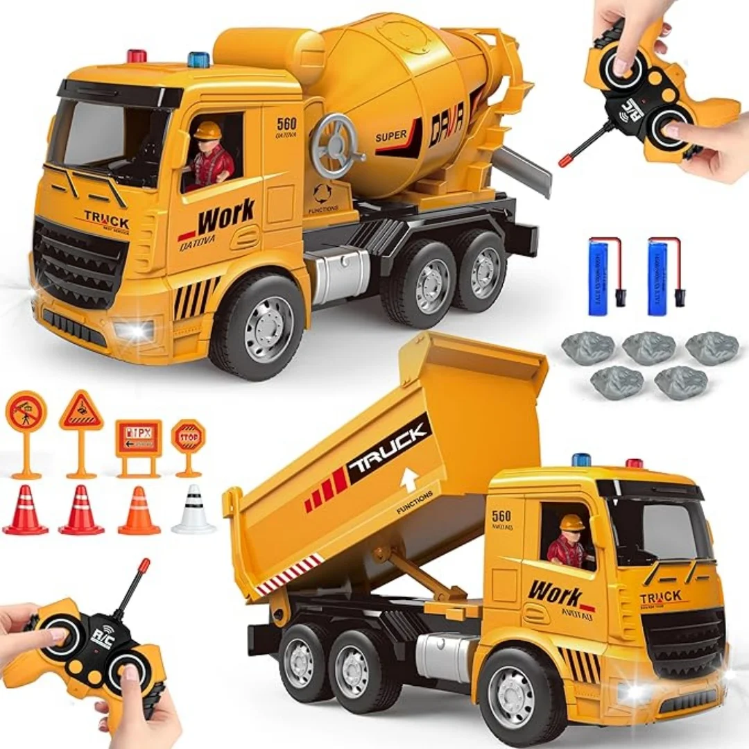 6CH 2.4G RC Dump Truck and Cement Mixer Toy Truck Car RC Engineering Car Children's Toy Boy Christmas Birthday Gift Model Truck