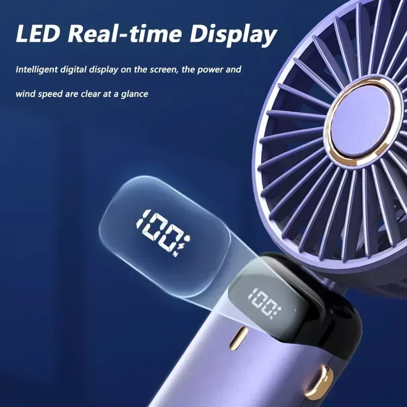 2024 New Usb Handheld Fan Digital Display Folding Aromatreatment Desktop Fan Mini Portable Outdoor Small Fan