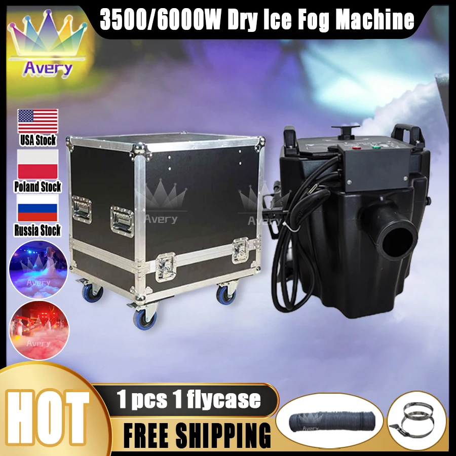 Machine à Brouillard à Glace Sèche DMX de 3500W avec Télécommande Flight Case, Appareil à struction ée Basse pour Spectacle sur Scène de Mariage, 1 Pièce, Taxe