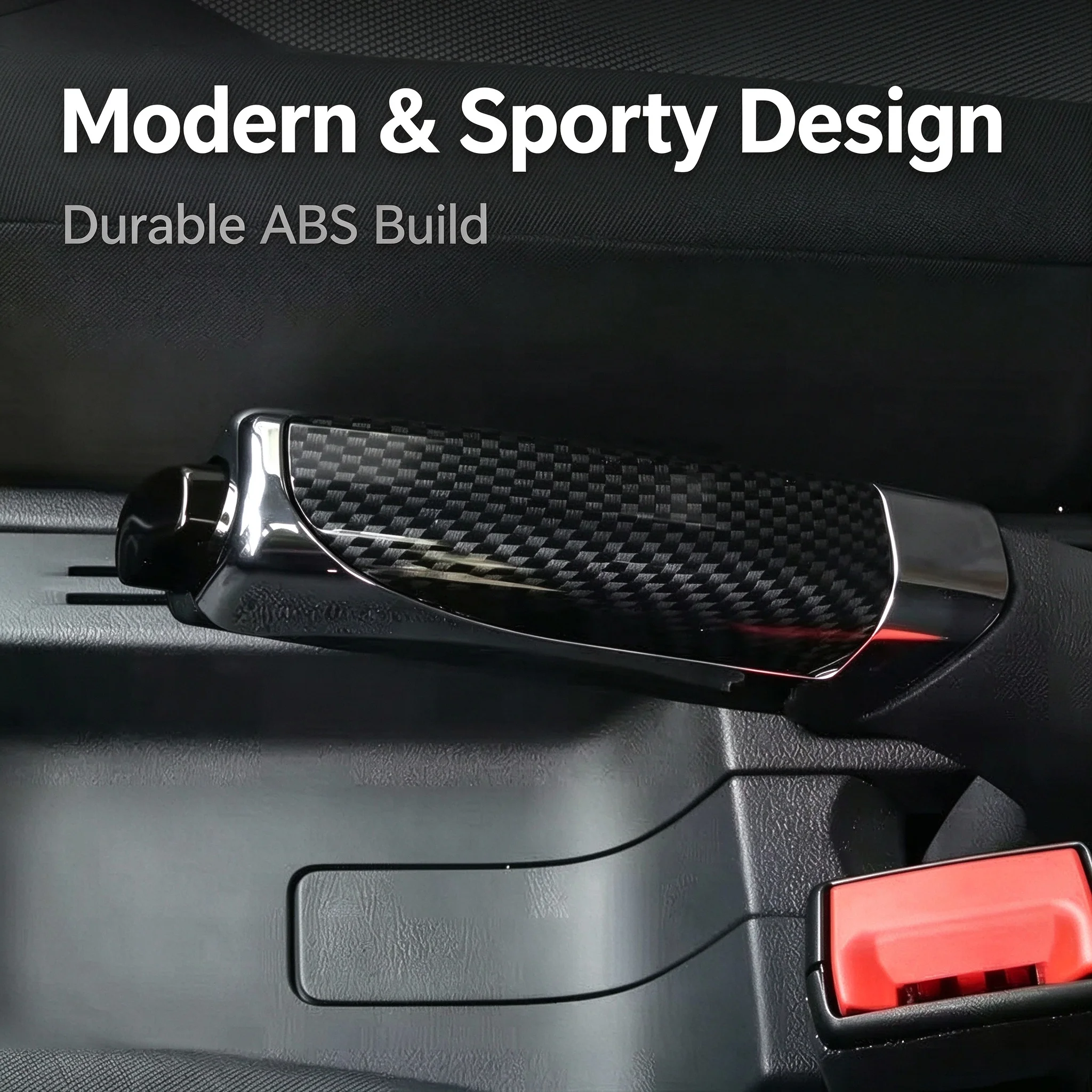 Universal Car Handbrake Cover, Carbon Fiber Wood Grain Chrome Grip Protector, Anti-slip Hand Brake Parking Car Decor Accessories