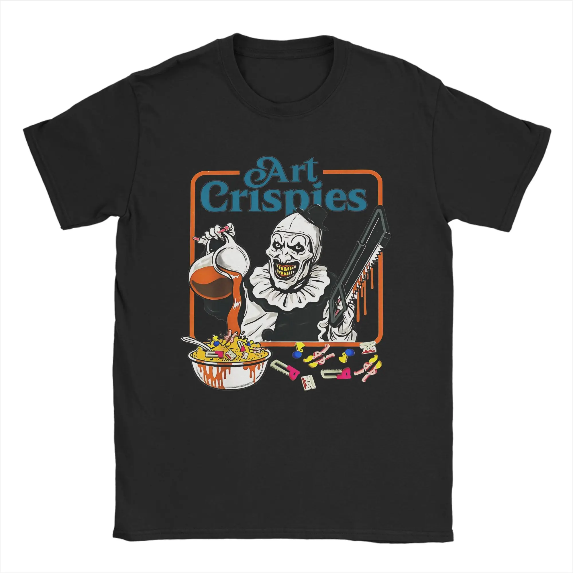 

Art Crispies Terrifier Horror Halloween Movie Men T Shirt Amazing Tees Short Sleeve O Neck T-Shirts 100% Cotton 6XL Tops
