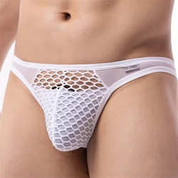 CLEVER-MENMODE T-Back Thong G String Sexy Men's Underwear Mesh Sheer Penis Pouch Fishnet Panties tanga Underpants Lingerie