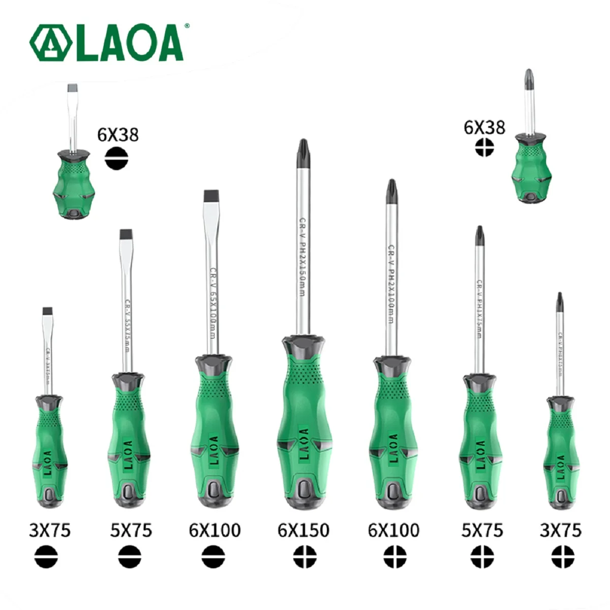 LAOA 6/9PCS Magnetic Screwdriver Set, Non-Slip Rubber Handle, Phillips & Flat Head, Household Electrical Machinery DIY Tool Kit