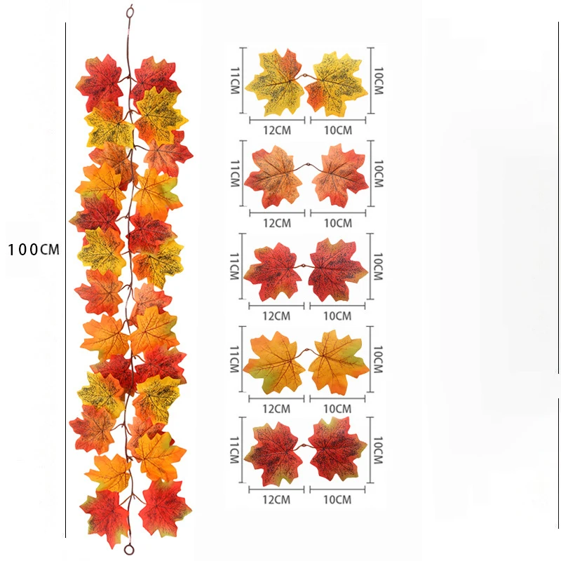 1/2 Stück Herbstkränze, 100 cm, hängende Seidenkränze, künstliche Herbstblattkränze, Thanksgiving-Weihnachtsdekoration, Heimdekoration für den Kamin – Detail 11
