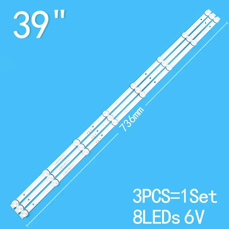 3PCS 736mm LED Backlight strip 8 Lamp for PIXEL 39"TV LE39Z1 JL.D39042330-006AS-M_V01 3080539Z10DTZ003 MS-L1795 V2 CX390DLEDM H