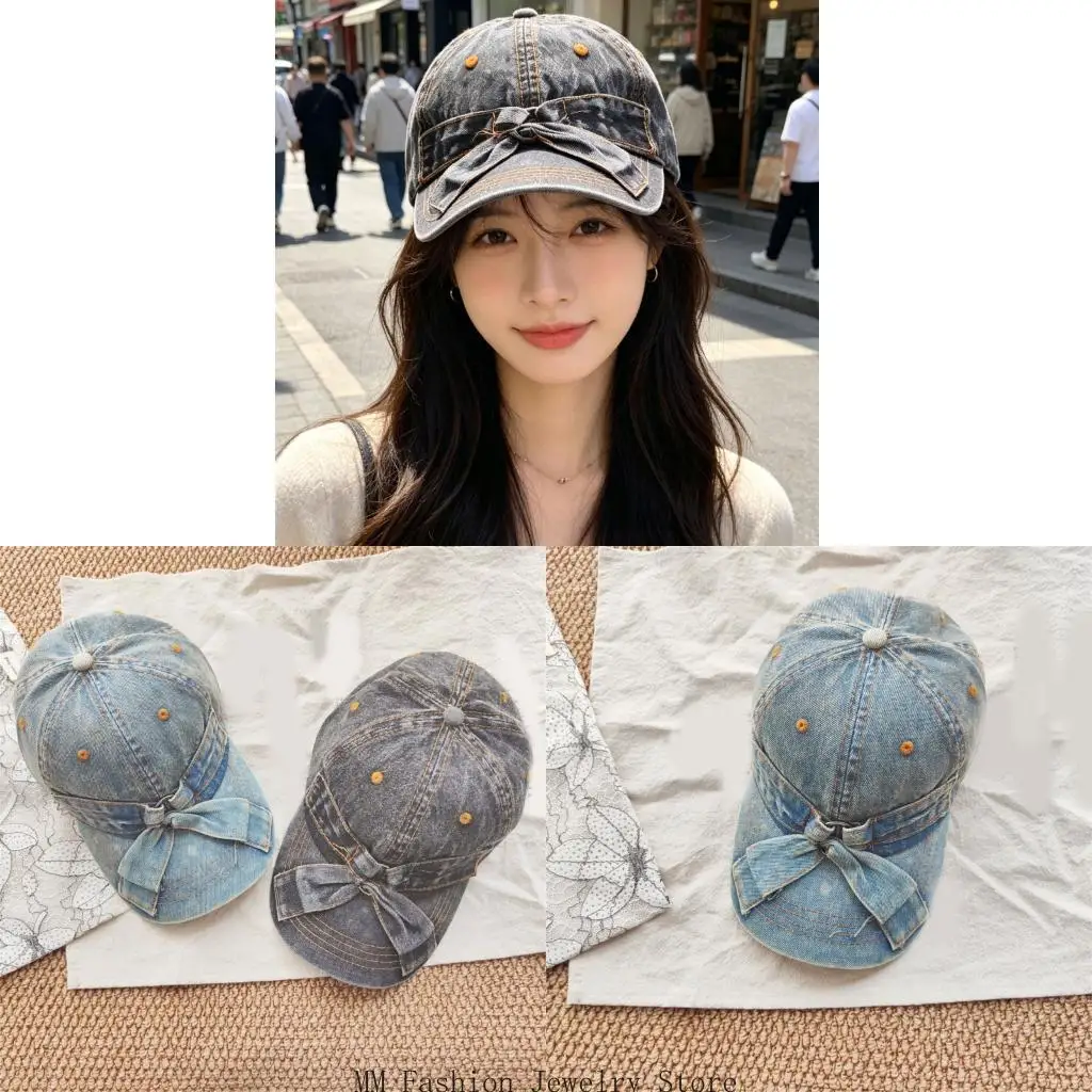 Fashionable Women Baseball Cap With Unique Bows Design Soft And Durable Cotton Hat Perfect For Travel And Sports D0UB