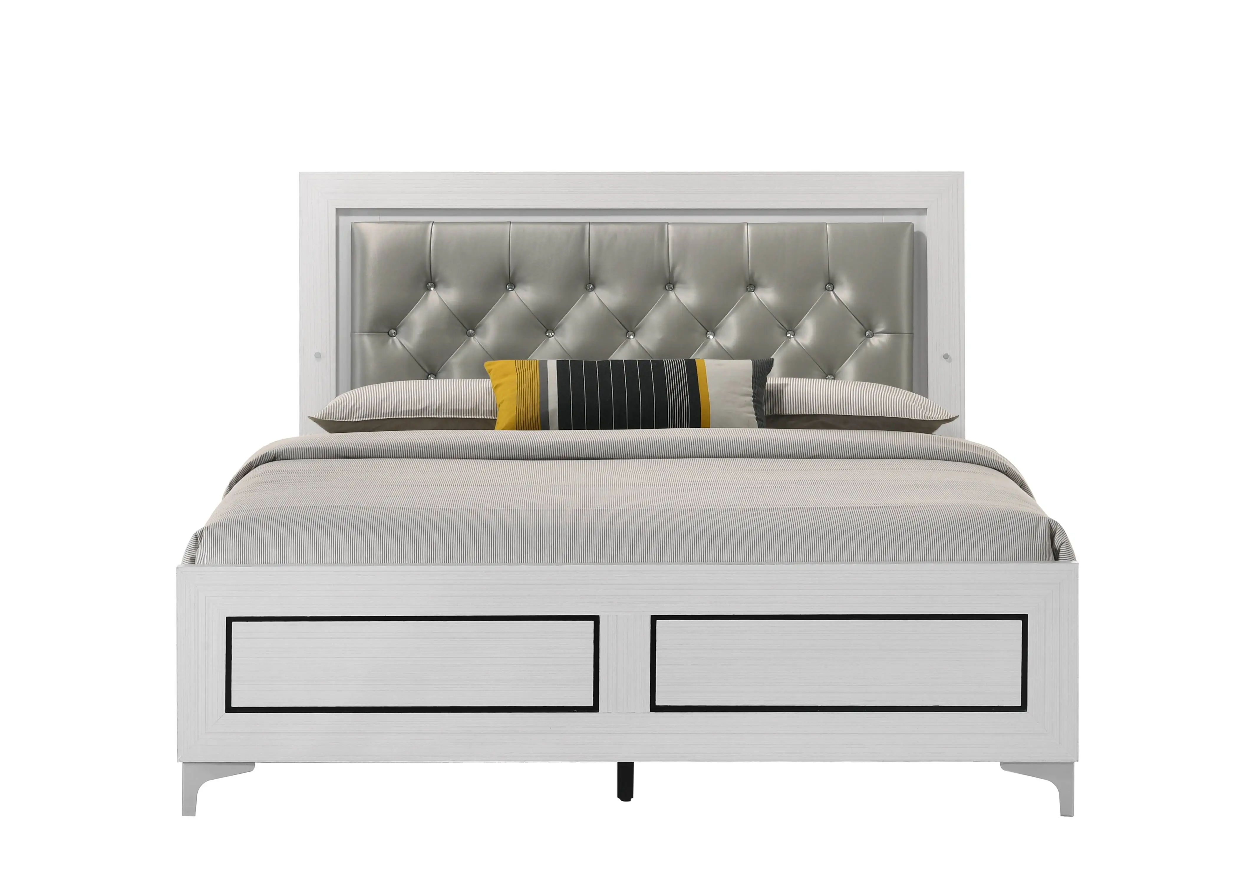 

ACME Casilda Queen Bed w/LED in Gray PU & White Finish