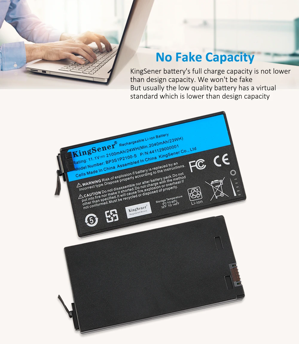 KingSener BP3S1P2100-S 2100mAh Laptop Battery For Getac V110 Rugged Notebook BP3S1P2100 441129000001 11.1V  24WH 3 Cells