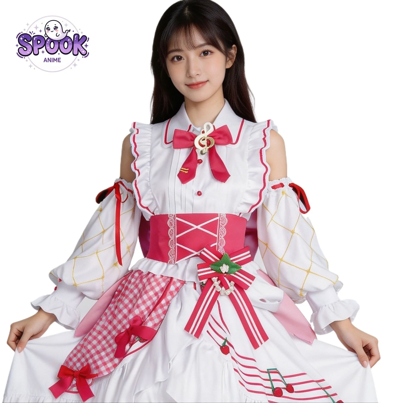 

Strawberry Lolita Dress 15th Anniversary Miku Cute Cosplay Vocal Oid Costume Full Set for Women Halloween Role Play Anime Outfit