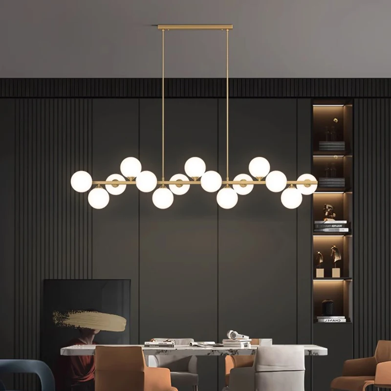 Long Strip Magic Bean Restaurant Pendant Lamp Modern Living Room Dining Desk Chandelier Bar Counter Creative Home Lighting Decor