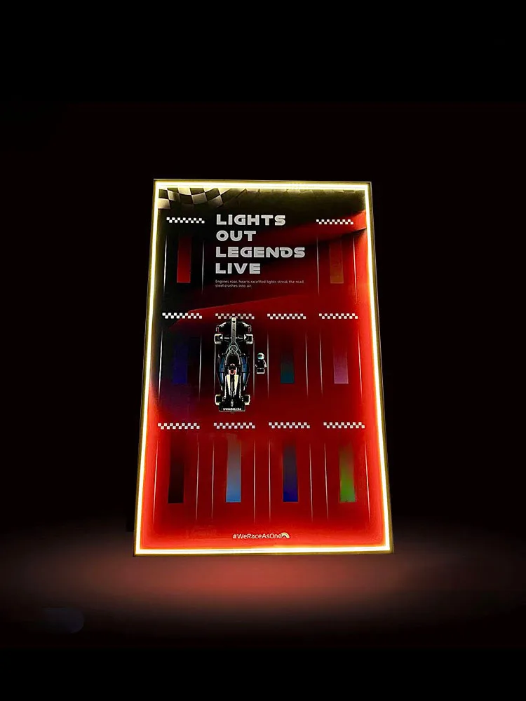 Supporto da parete con display in metallo a LED da 31,5" per LEGO Speed Ultimate Formula 1, display da parete per blocchi di costruzione di auto Lego Speed 10