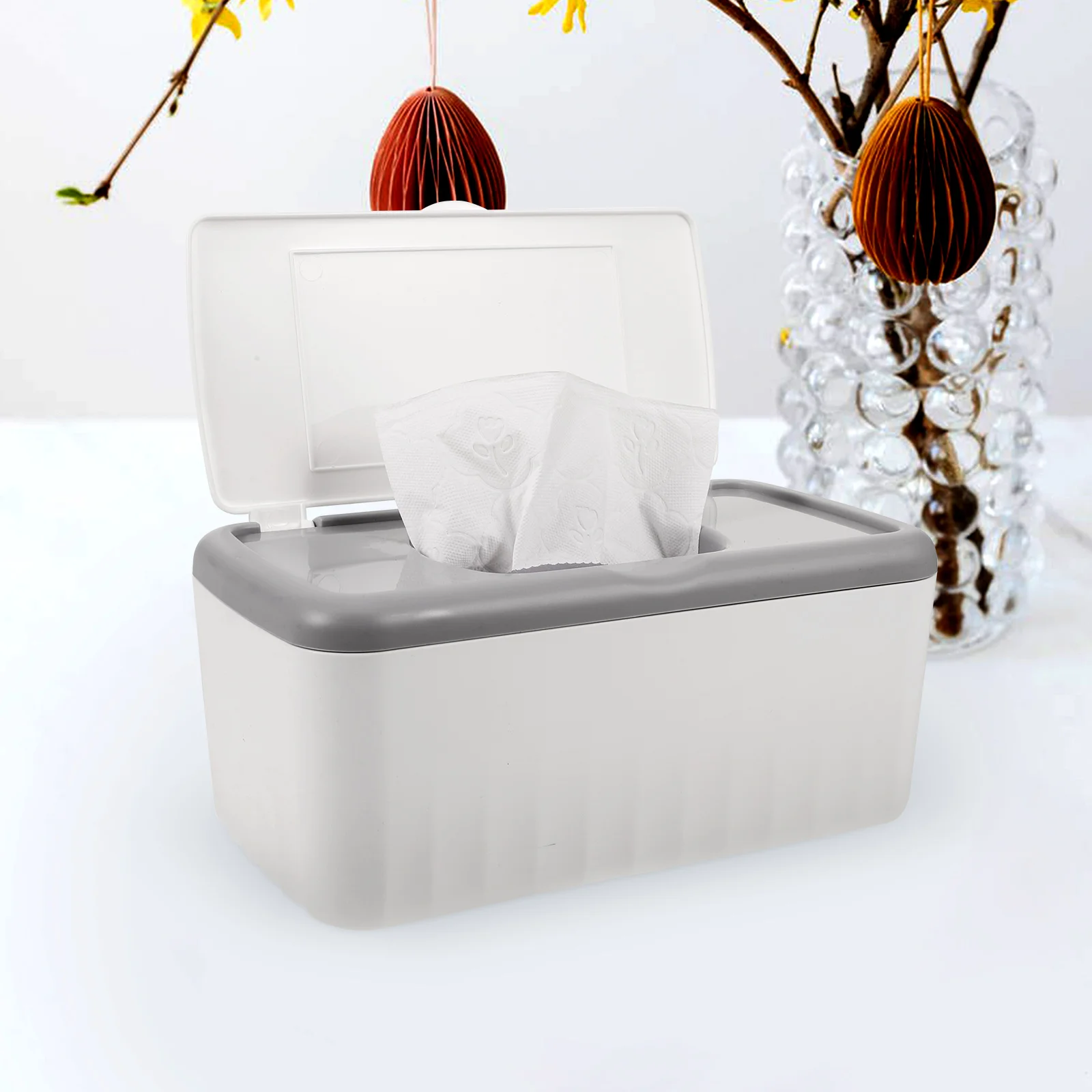 

Large Capacity Dustproof Wet Dry Tissue Boxes Storage Container Home Office White Big Size Napkin Holder Box Cover