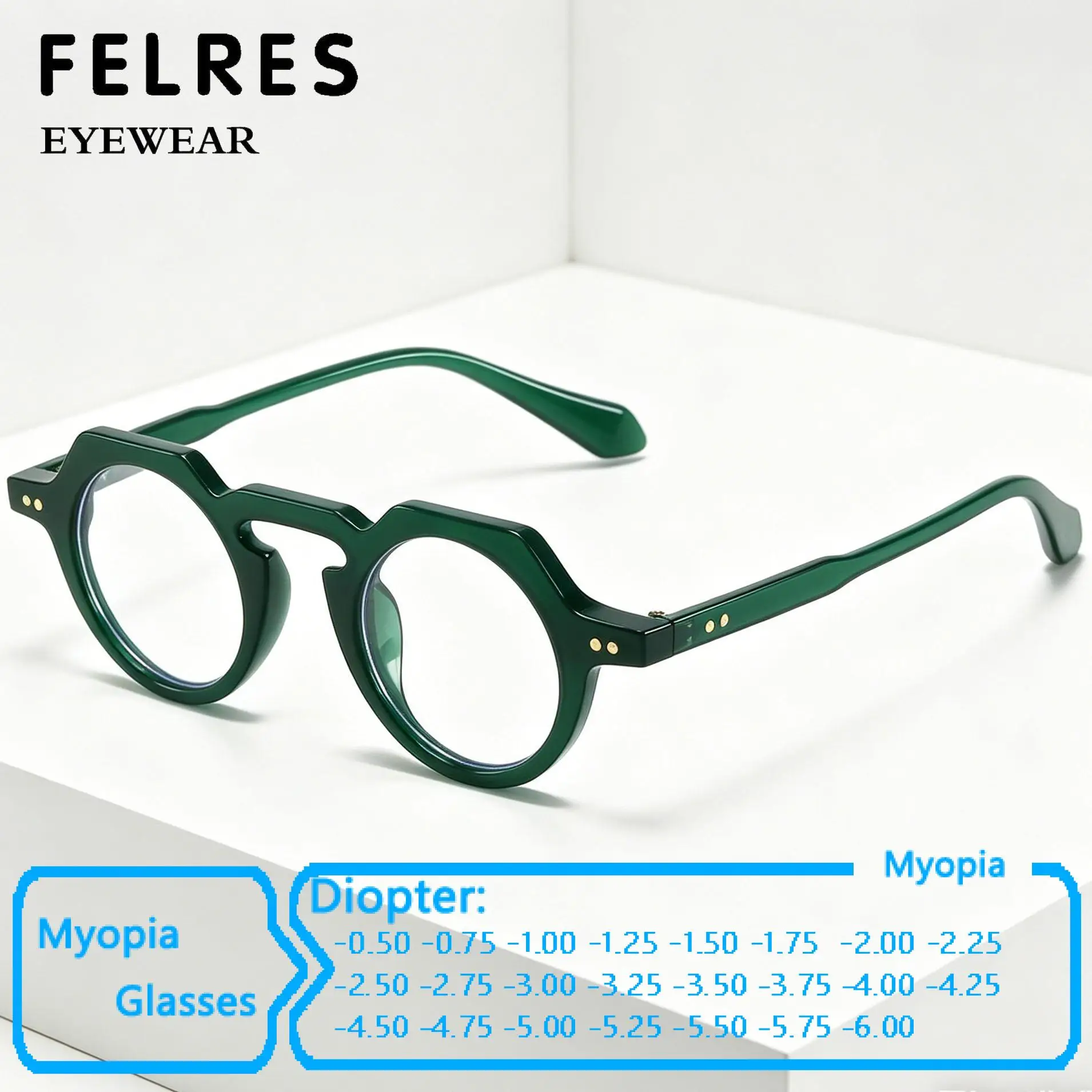 Circular Clear Anti Blue Light Myopia Glasses Women Men Designer Optical Prescription Nearsighted Eyewear Negative Diopter