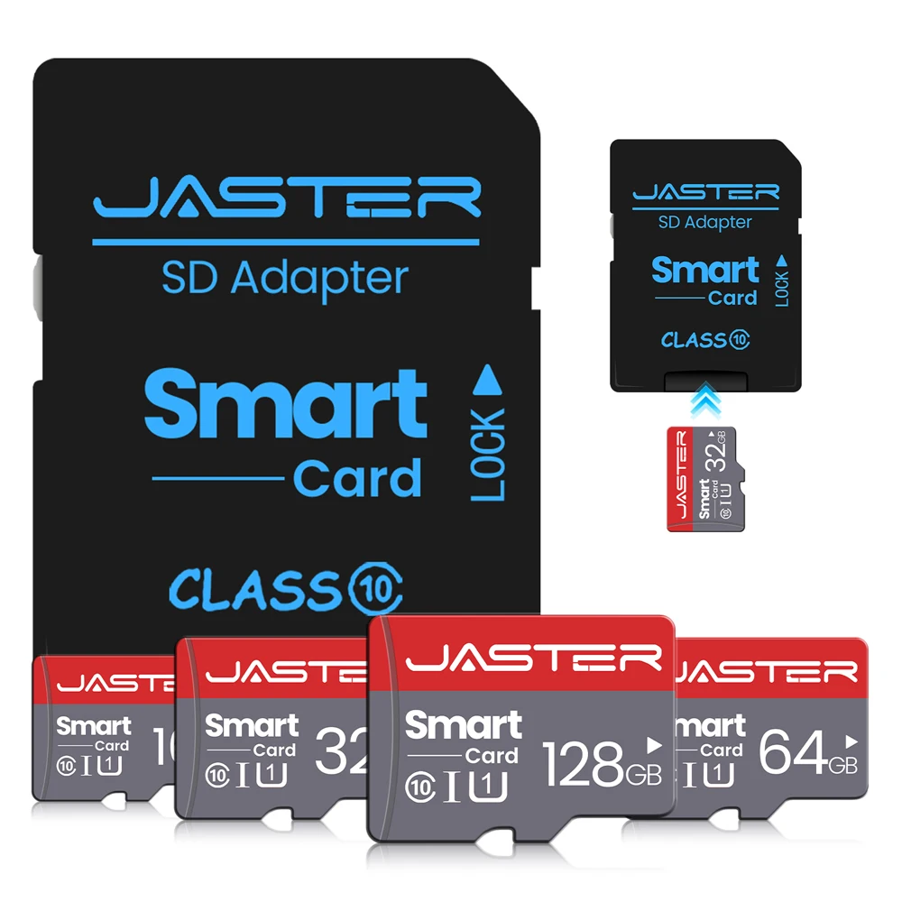 JASTER Memory Card 128G Free Card Reader Gift High Speed Class 6 TF SD Card Suitable for Mobile Phone Computer Speaker HD Camera