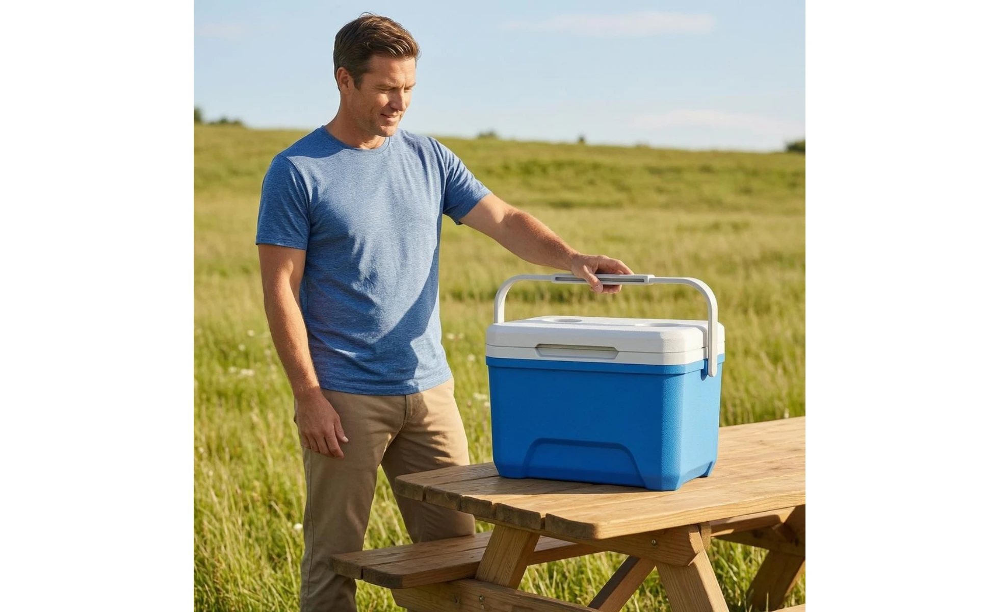 Insulated Cooler Box Rigid Portable Cooler Box Insulated Ice Chest Two-Tone Outdoor Gear Food Grade for Camping