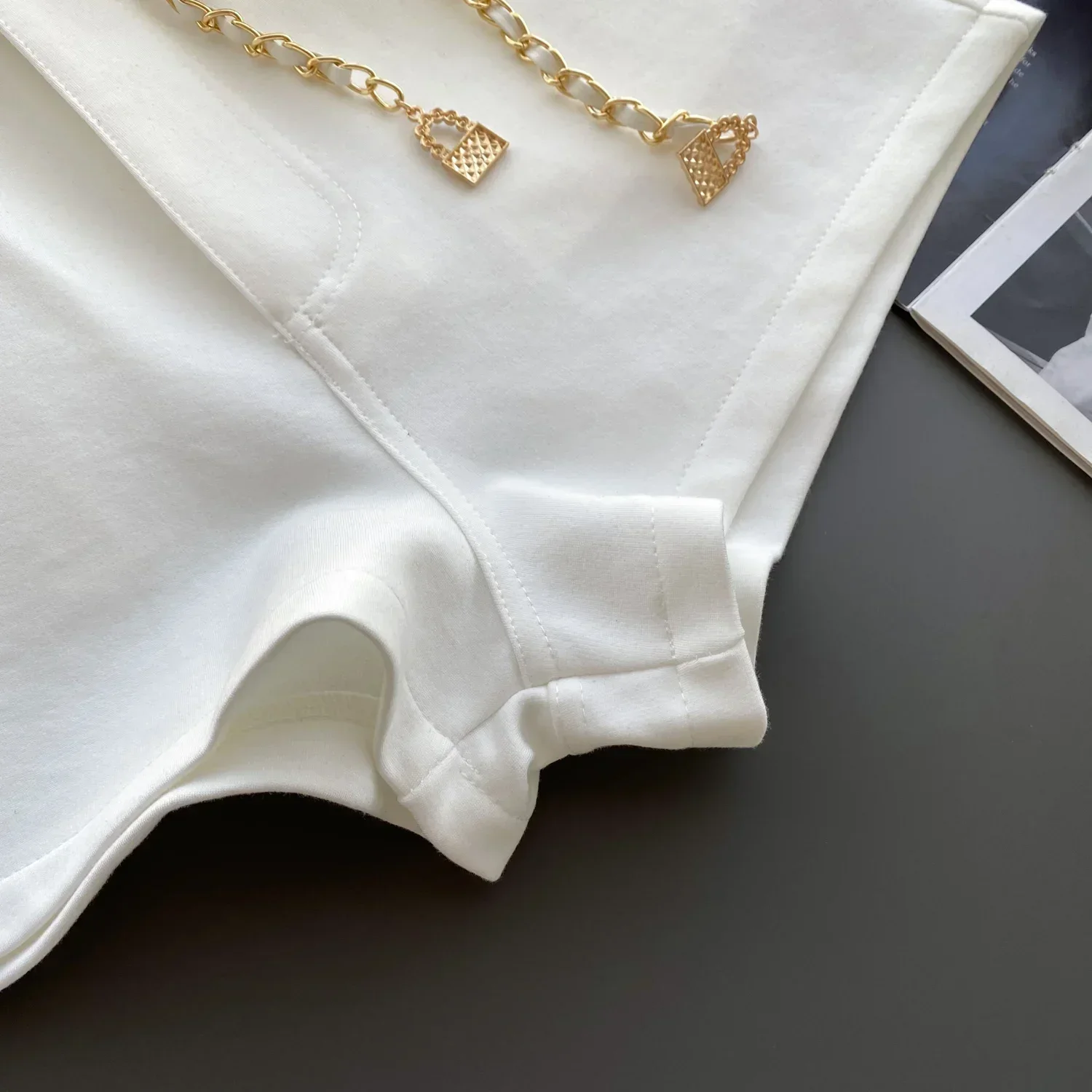 Basics Vintage Casual High Waist Chic Three-dimensional Floral Chain Wide Leg Short Pants Streetwear High Street Autumn Clothing