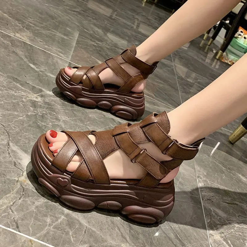 

Maogu Retro Platform Sandals Roman Women Female Summer 2023 Women Modern Sandals 7cm Heels Height Wedge Heel Thick Sole Shoes 42