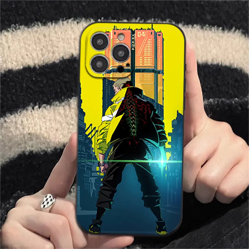 Game R-Rebecca C-Cyberpunk Edgerunners Phone Case for iPhone 12 11 13 14 15 16 Max Pro Plus Black Soft Silicone shell