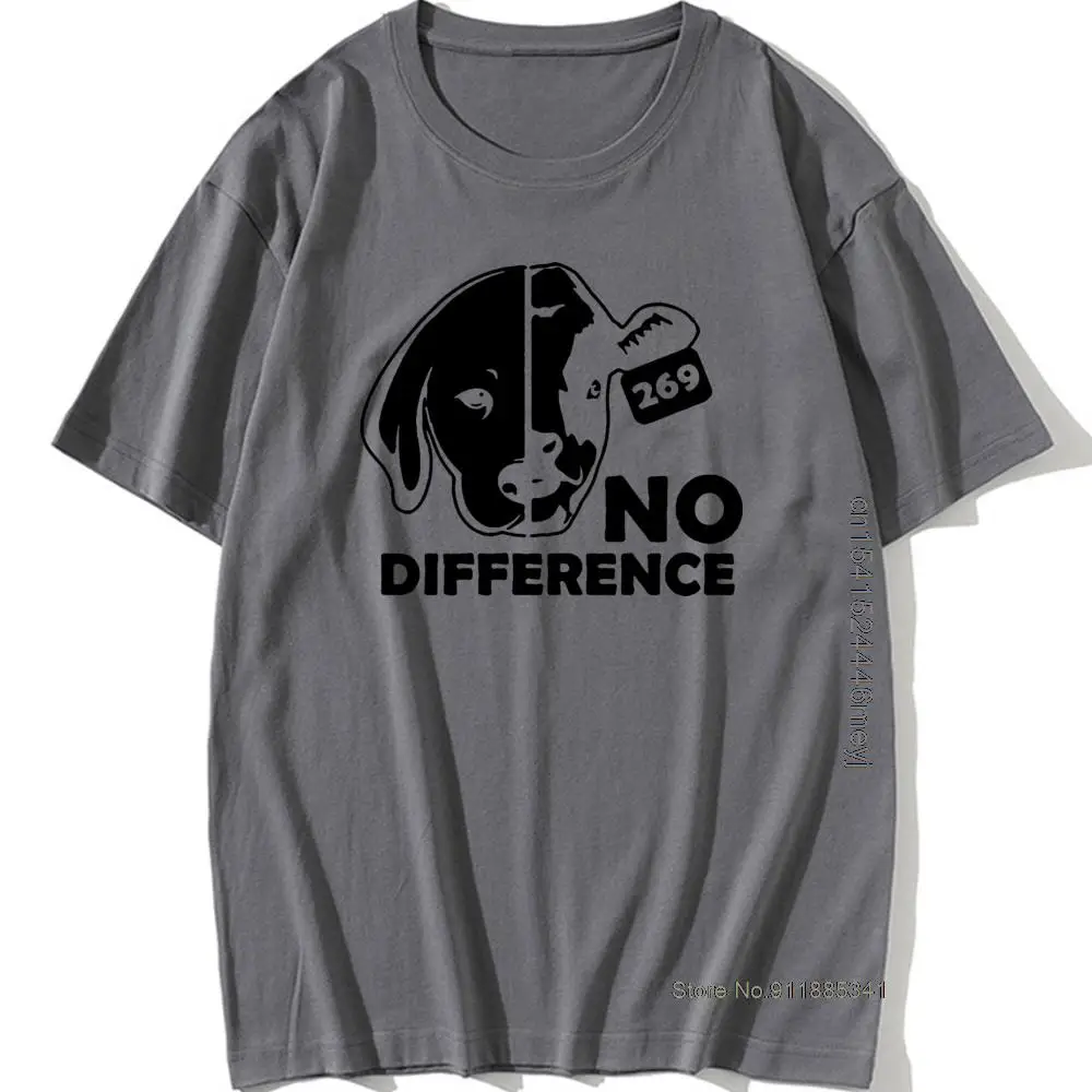 No Difference Dog Cow Vegan Vegetarian Hiphop Boyfriend T Shirts Funny Graphic Vintage Cool Cotton Short Sleeve O-Neck T-shirt