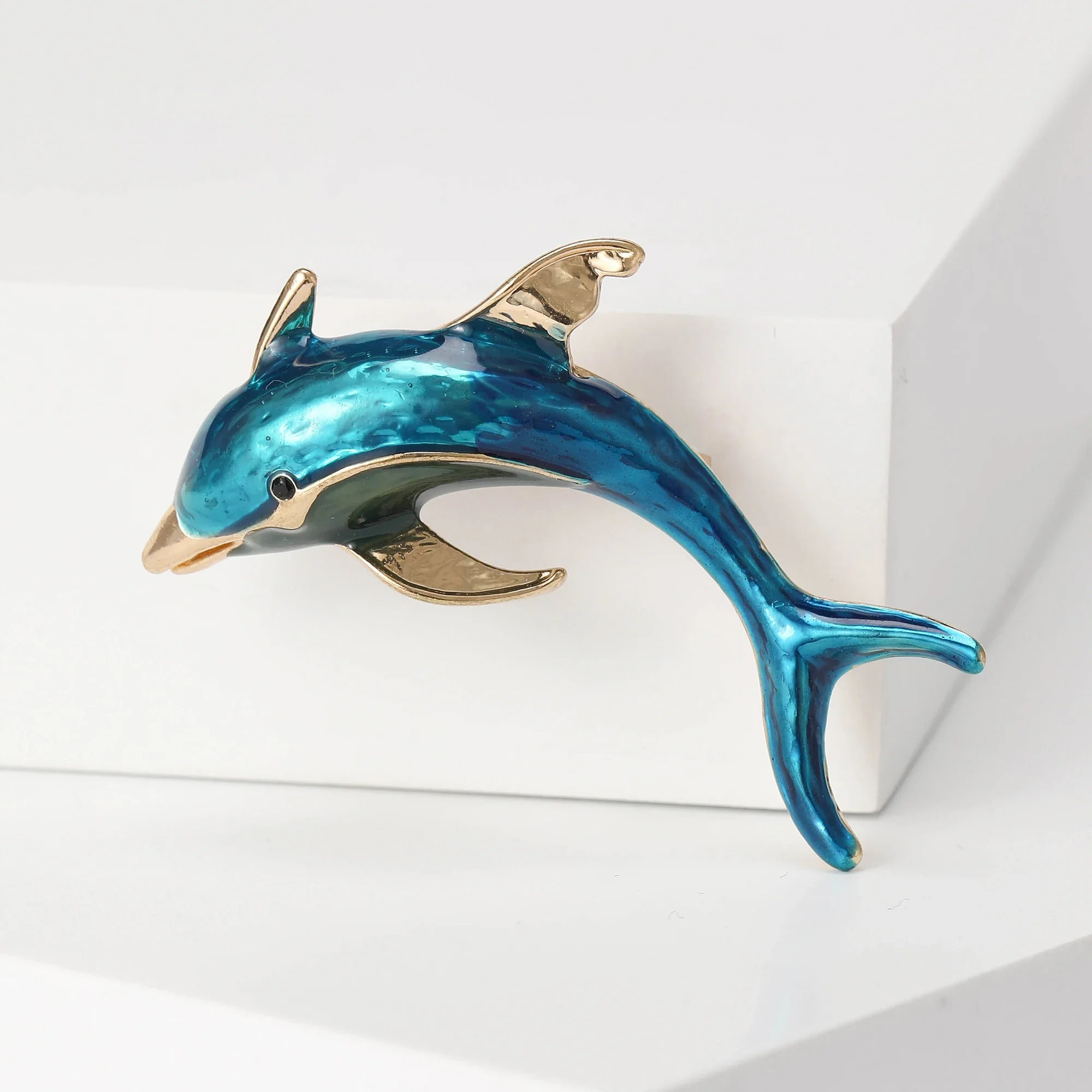 Fashionable Enamel Dolphin Brooches for Women Unisex Animal Pins Office Party Friend Gifts Accessories