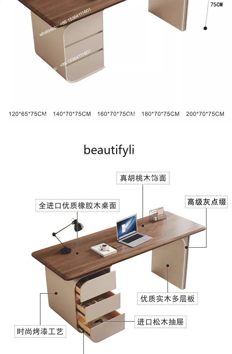 Italian light luxury study desk household living room solid wood desktop computer desk writing desk boss high-end office