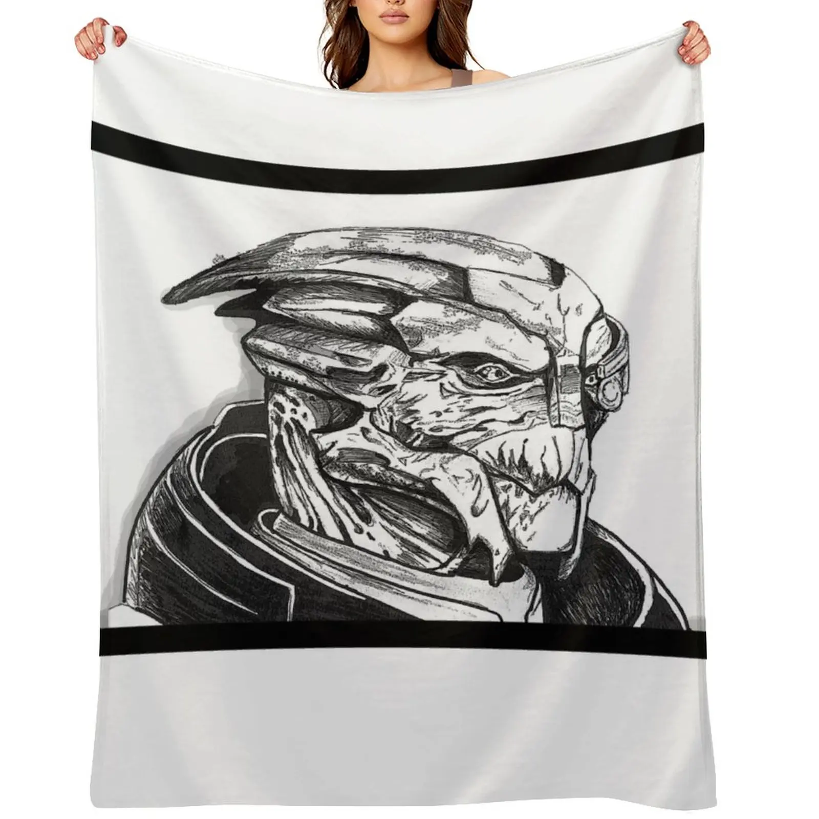 

Garrus Vakarian: Mass Effect Throw Blanket wednesday Retros Plaid Luxury Thicken Blankets