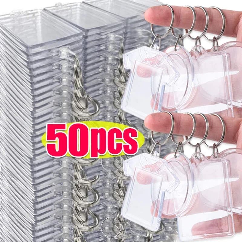 5-50 قطعة جديد واضح إطار صور أكريليك المفاتيح صور إدراج Keyrings مستطيل فارغ للصور على الوجهين لتقوم بها بنفسك لوازم #3