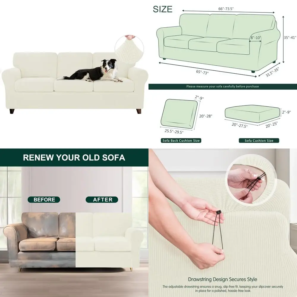 

3-Seat Stretch Sofa Slipcover with Anti-Slip and Washable Couch Cover for 3 Cushion Sofa