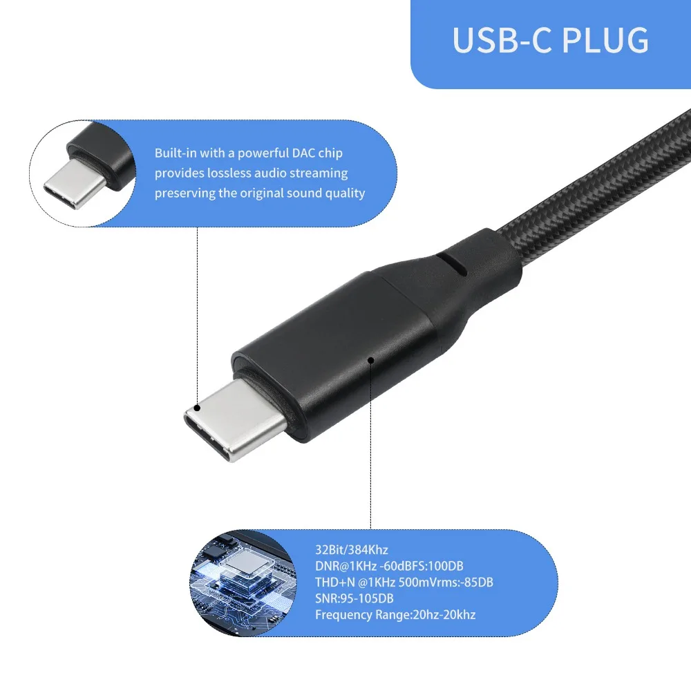 32Bit 384KHz Type C to XLR Sound Cable Stereo Audio Y-Splitter Cable Type C to 2 XLR Male Power Amplifier Cable